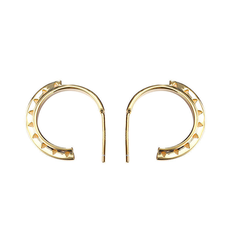Boucles d'Oreilles Triangle Creux en Argent Sterling Plaqué Or