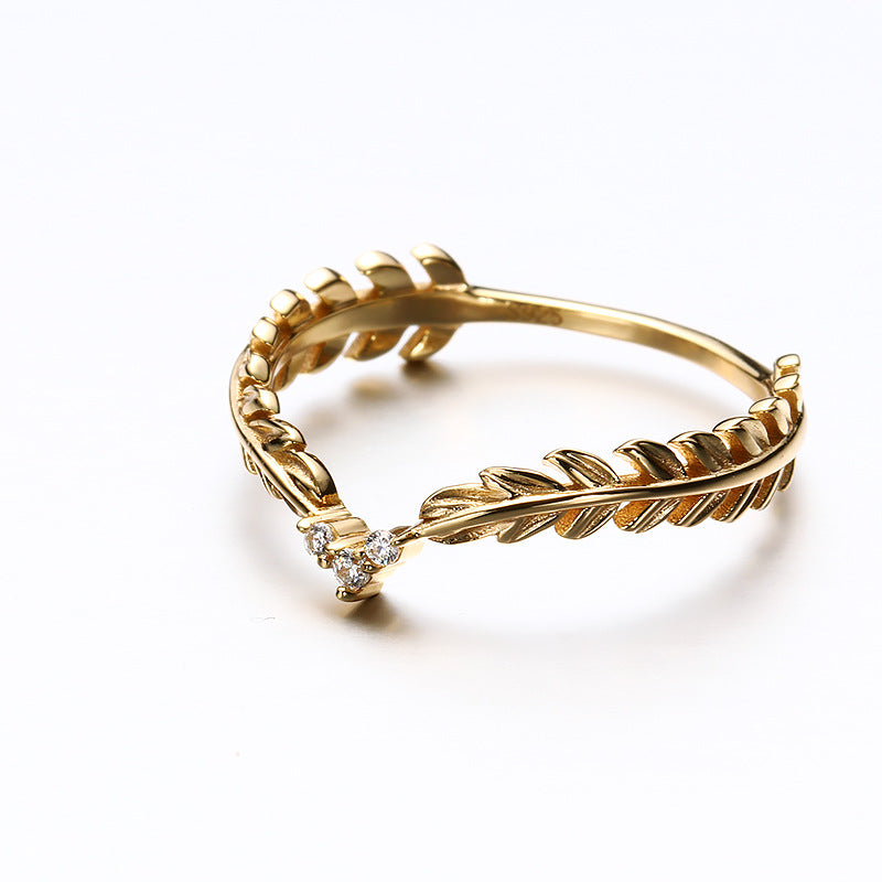 Feather Shape Vintage Sterling Silver Ring-DL-Juri Elle