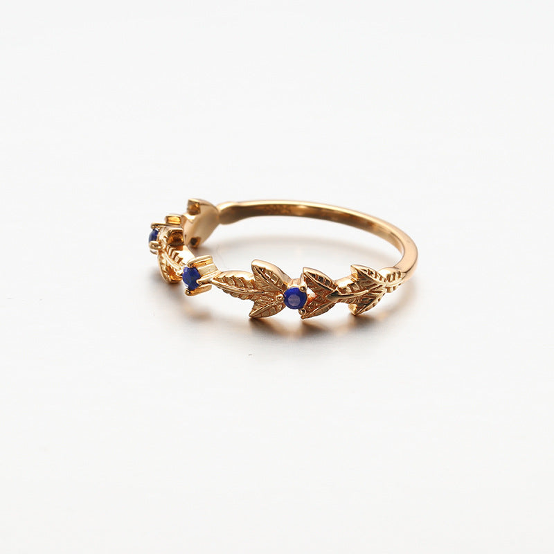 Lazurite Leaf Shape Sterling Silver Ring-DL-Juri Elle