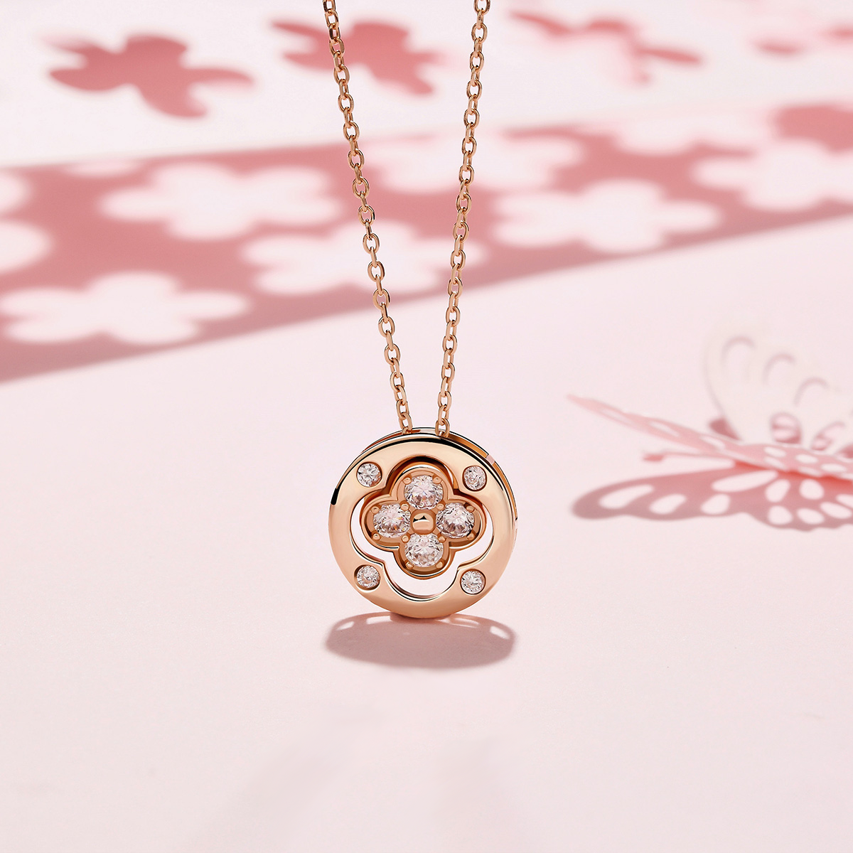 Happiness Password Round Cut Sterling Silver Necklace