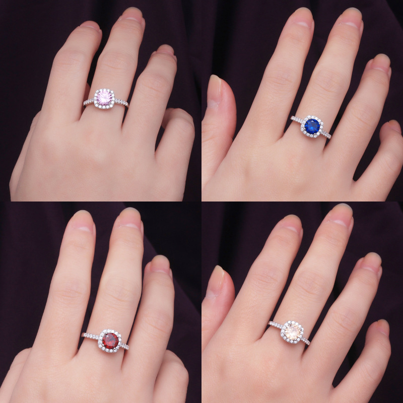 Halo Opal Round Cut Sterling Silver Ring-TL-Juri Elle