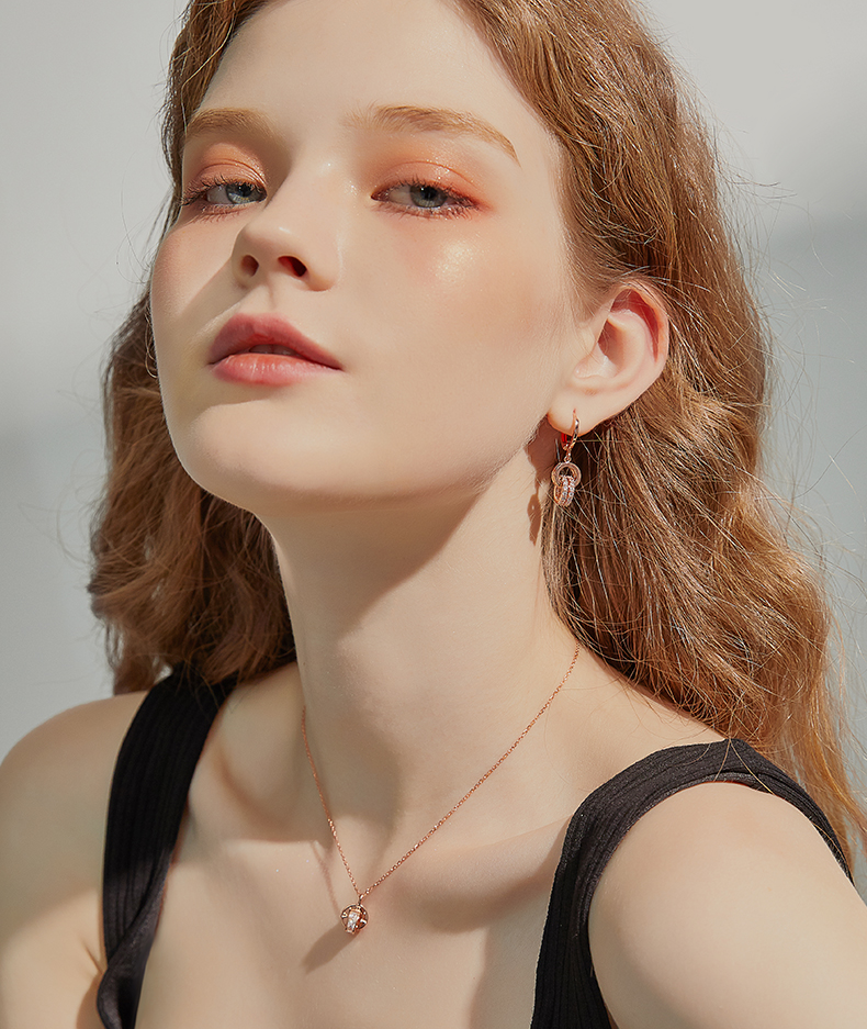 Romantic Lover Knot Baguette Cut Silver Plated 14K Rose Gold Necklace