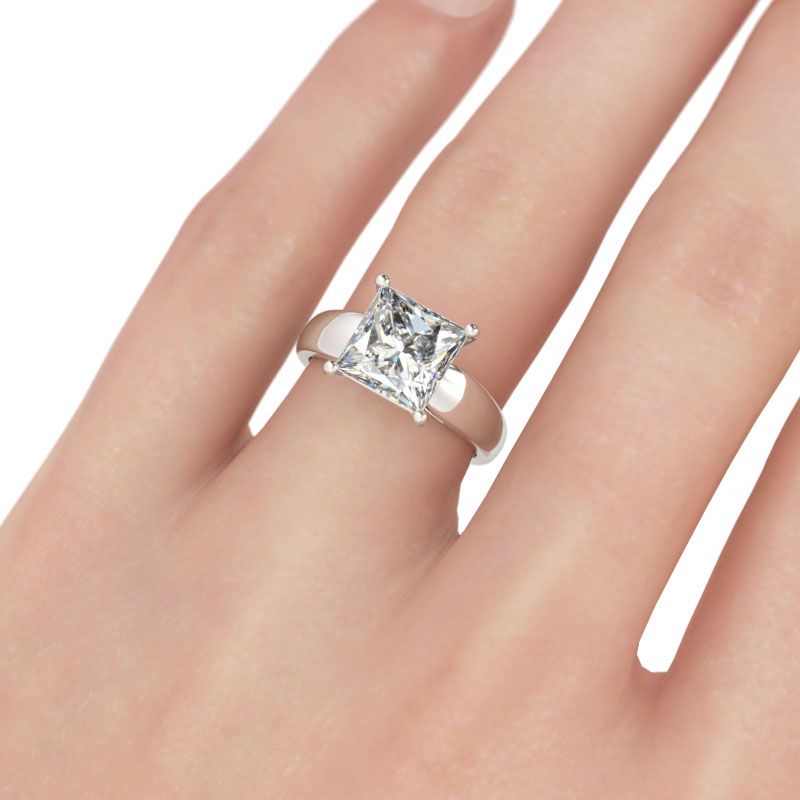 Solitaire Princess Cut Sterling Silver Ring-JE-Juri Elle