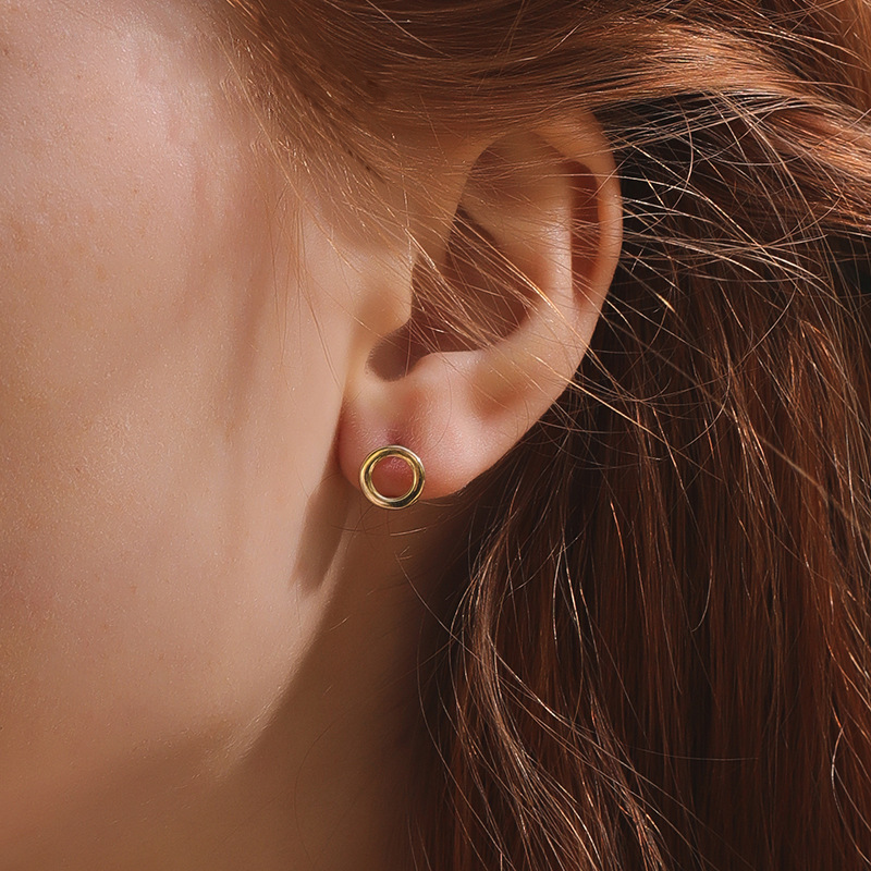 Boucle d'oreille en or plaqué argent sterling sablier cylindrique