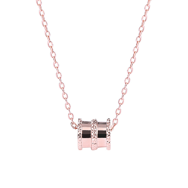 Small Waist Geometric Cylinder Sterling Silver Necklace