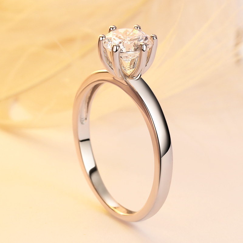 Solitaire Round Cut Sterling Silver Ring-TL-Juri Elle
