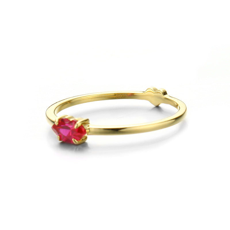 Red Heart Sterling Silver Ring-DL-Juri Elle