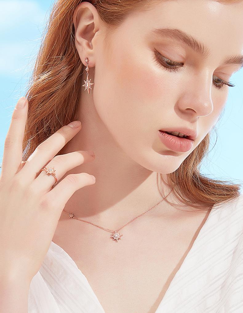 Meteor Round Cut Sterling Silver Necklace
