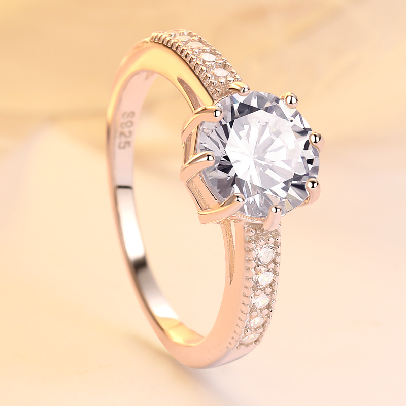 Simple Round Cut Sterling Silver Ring-TL-Juri Elle