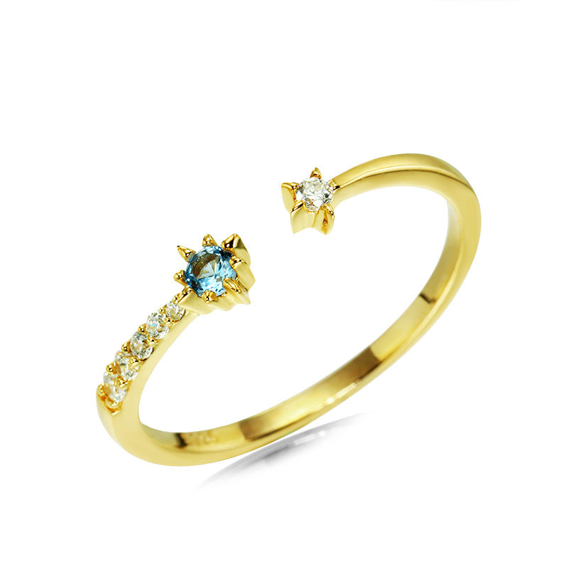 Star And Moon Sterling Silver Ring Set-DL-Juri Elle