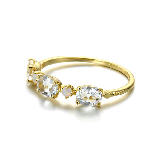 White Topaz Stone Sterling Silver Ring-DL-Juri Elle