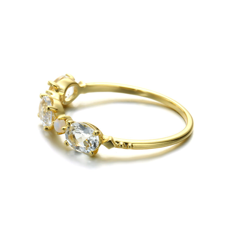White Topaz Stone Sterling Silver Ring-DL-Juri Elle