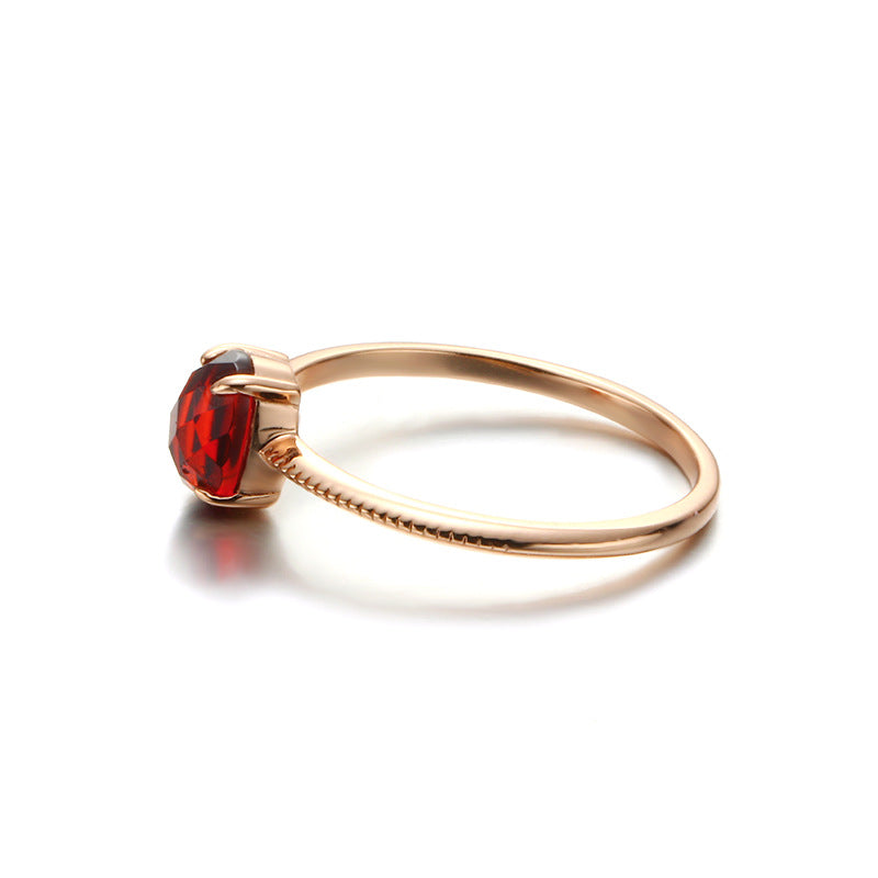 Simple Red Garnet Sterling Silver Ring-DL-Juri Elle