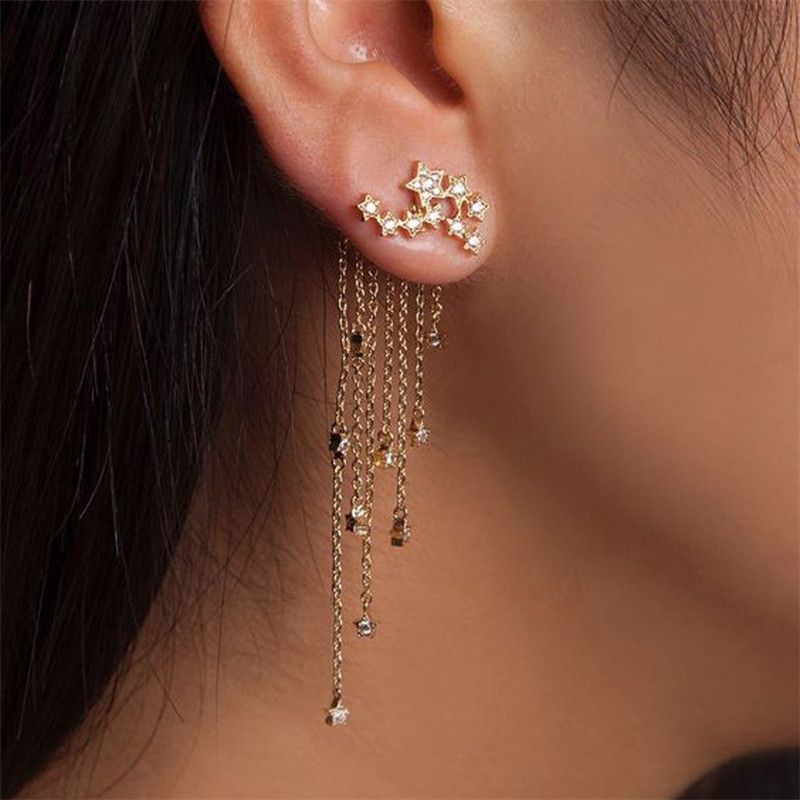 Tassel Star Sterling Silver Ear Jackets-JE-Juri Elle