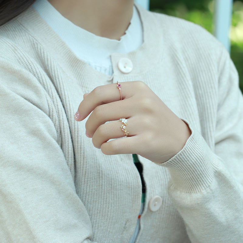 Shell Flower Sterling Silver Open Ring-DL-Juri Elle