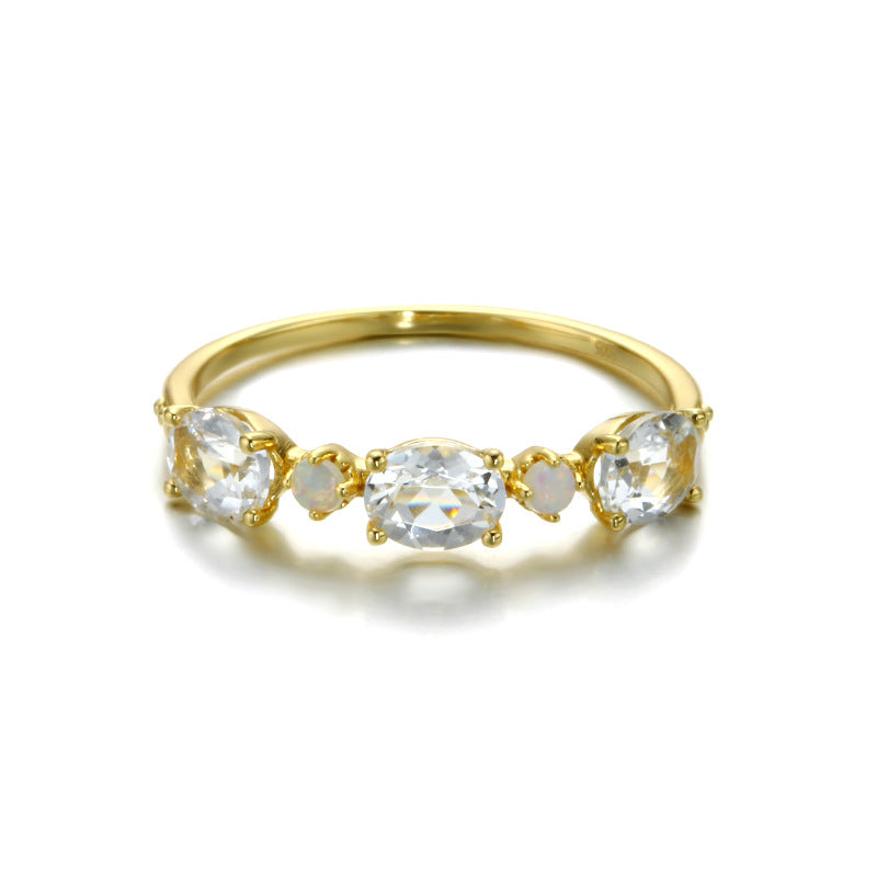 White Topaz Stone Sterling Silver Ring-DL-Juri Elle