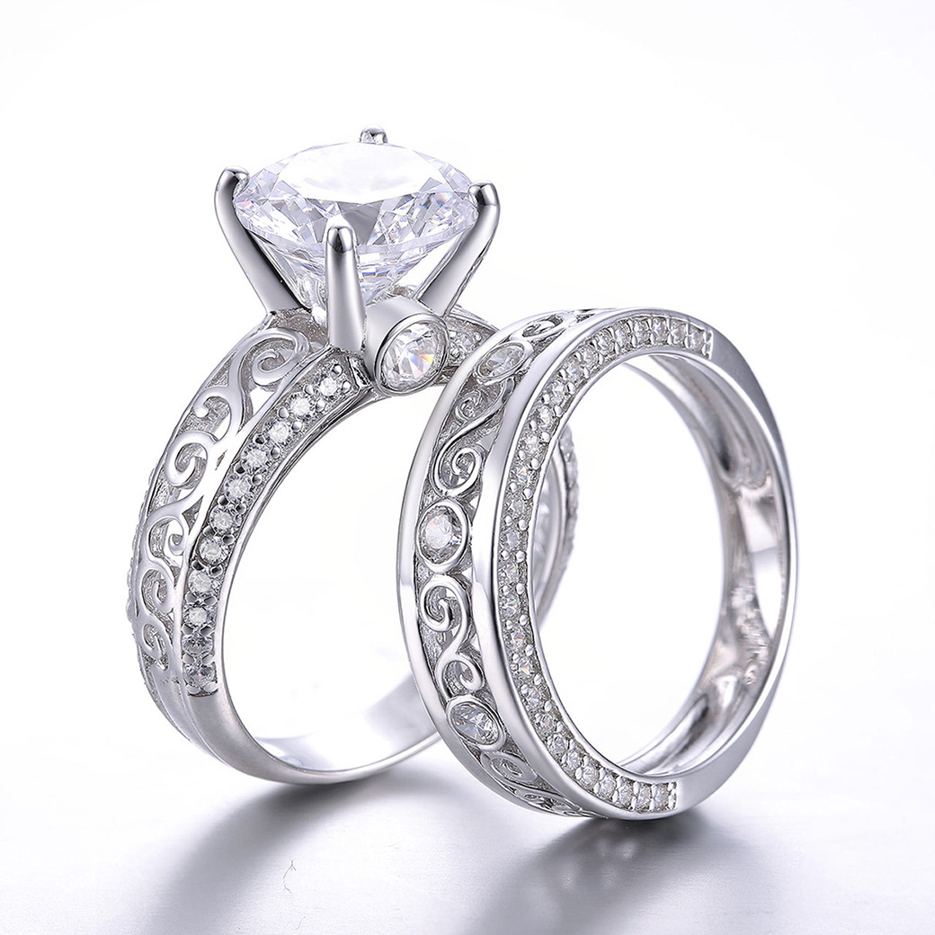 Shiny Round Cut Sterling Silver Ring-ZX-Juri Elle