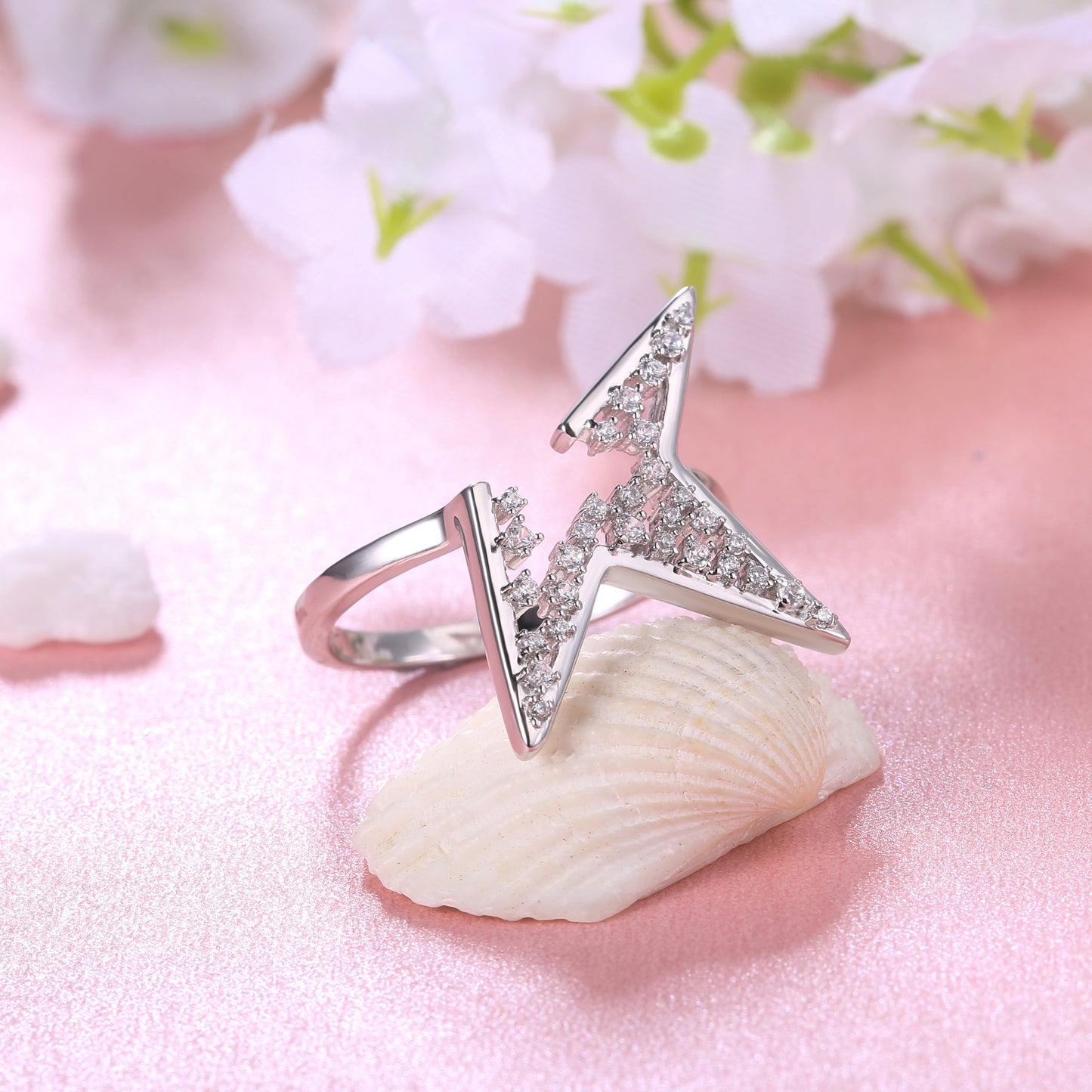 Abstract Star Three Angels Ring