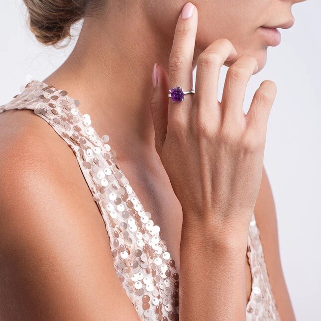 Raw Crystal Ring - Amethyst-MM-Juri Elle