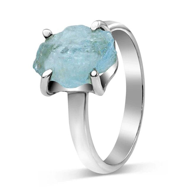 Raw Crystal Ring - Aquamarine-MM-Juri Elle