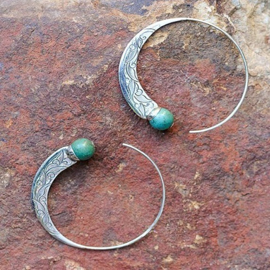 Bohemian Vintage Thai Silver Turquoise Earrings