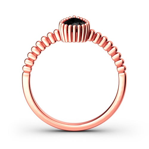 Bead Pear Cut Sterling Silver Ring-JE-Juri Elle