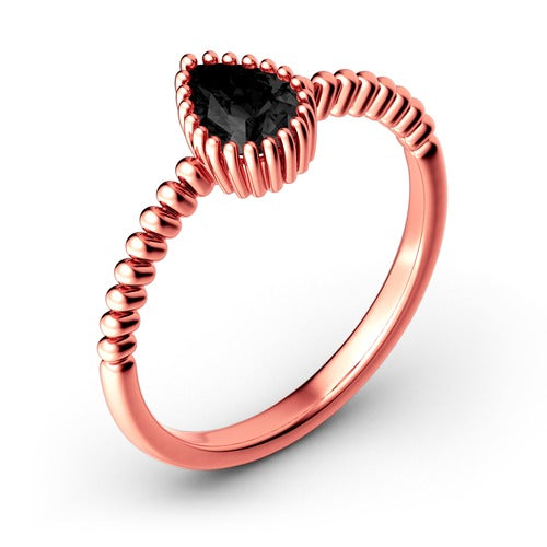 Bead Pear Cut Sterling Silver Ring-JE-Juri Elle