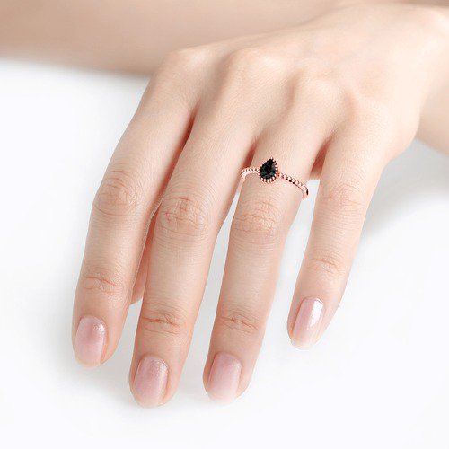 Bead Pear Cut Sterling Silver Ring-JE-Juri Elle