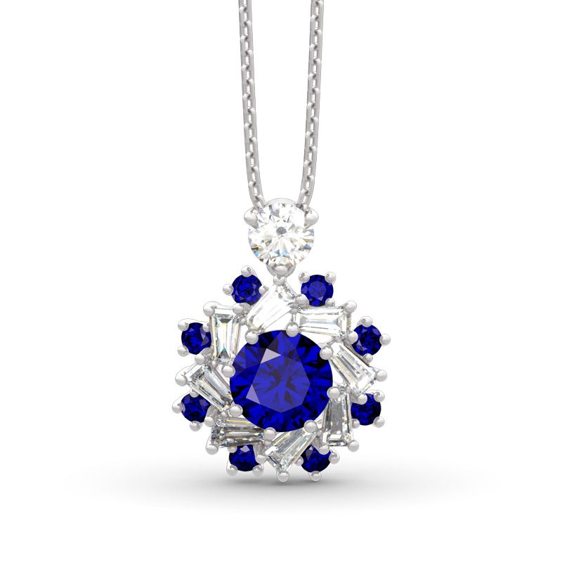 Halo Round Cut Sterling Silver Necklace-JE-Juri Elle