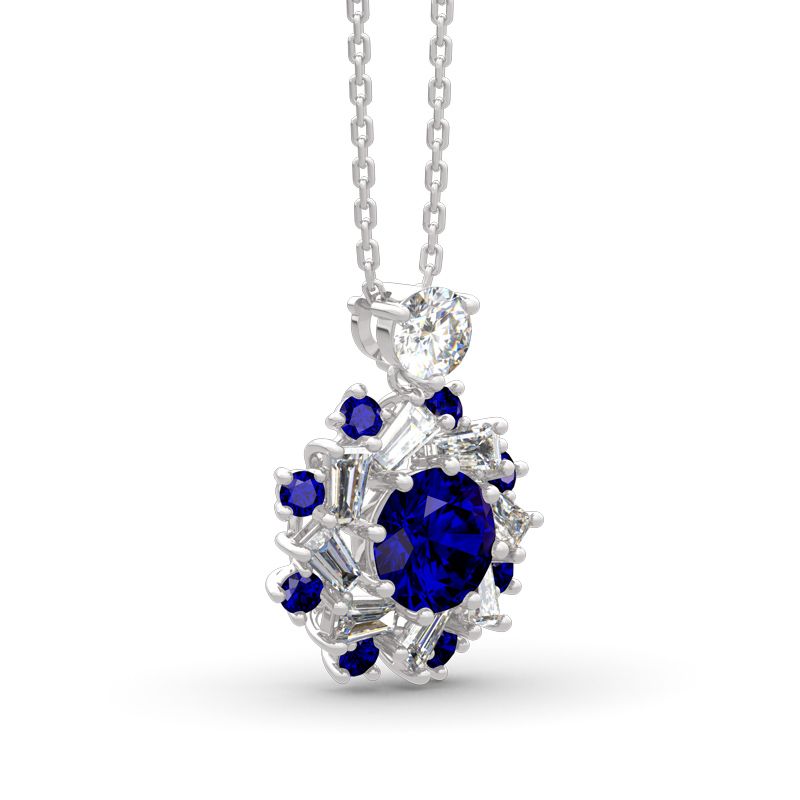 Halo Round Cut Sterling Silver Necklace-JE-Juri Elle
