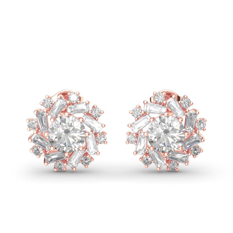 Sunshine Round Cut Sterling Silver Stud Earrings-JE-Juri Elle