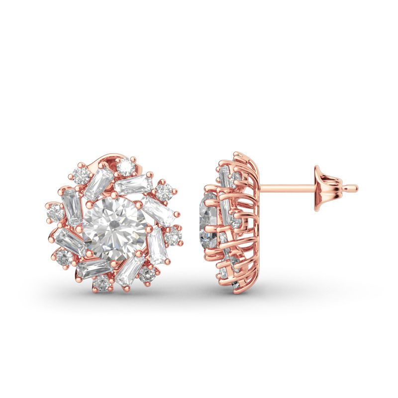 Sunshine Round Cut Sterling Silver Stud Earrings-JE-Juri Elle