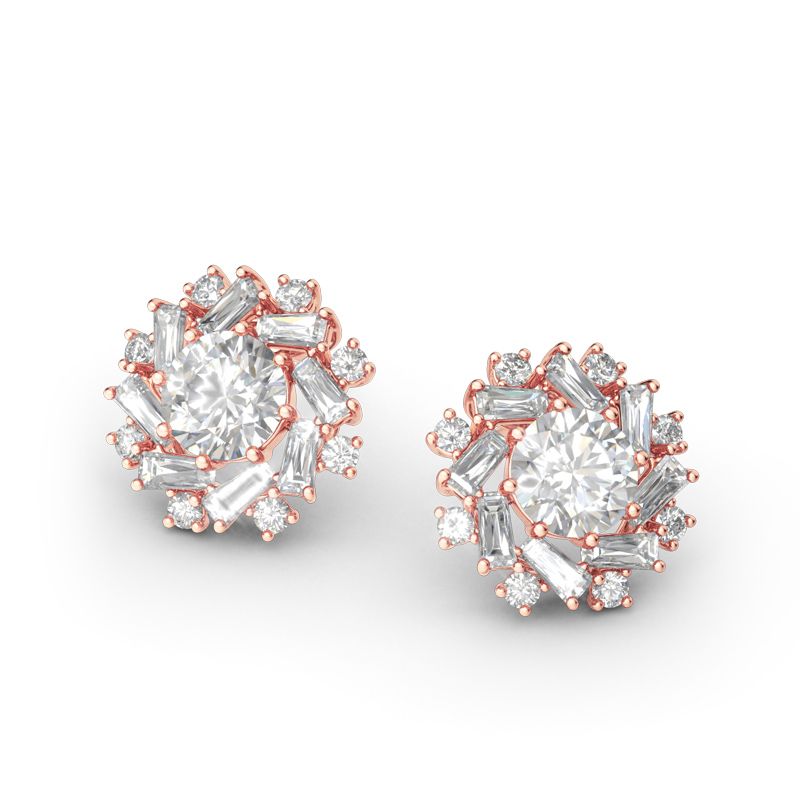 Sunshine Round Cut Sterling Silver Stud Earrings-JE-Juri Elle