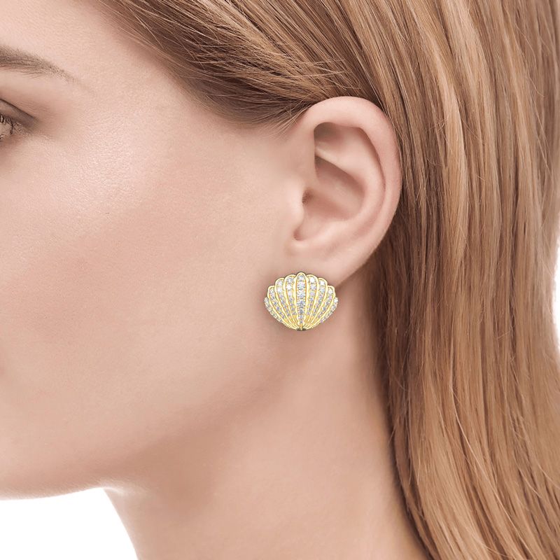 Sea Shell Sterling Silver Stud Earrings-JE-Juri Elle