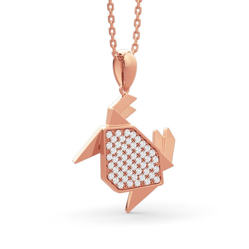 Paper-folding Style Crab Pendant Sterling Silver Necklace-JE-Juri Elle