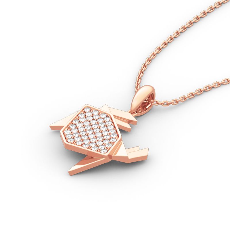 Paper-folding Style Crab Pendant Sterling Silver Necklace-JE-Juri Elle