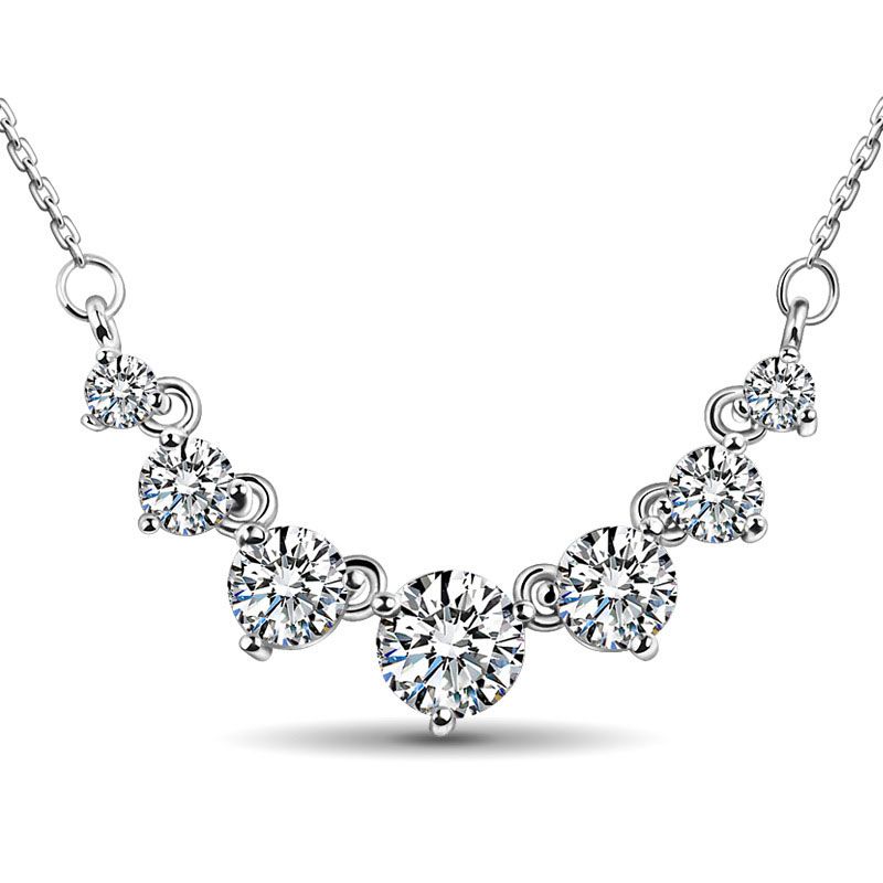 Classic Round Cut Stone Pendant Sterling Silver Necklace-JE-Juri Elle