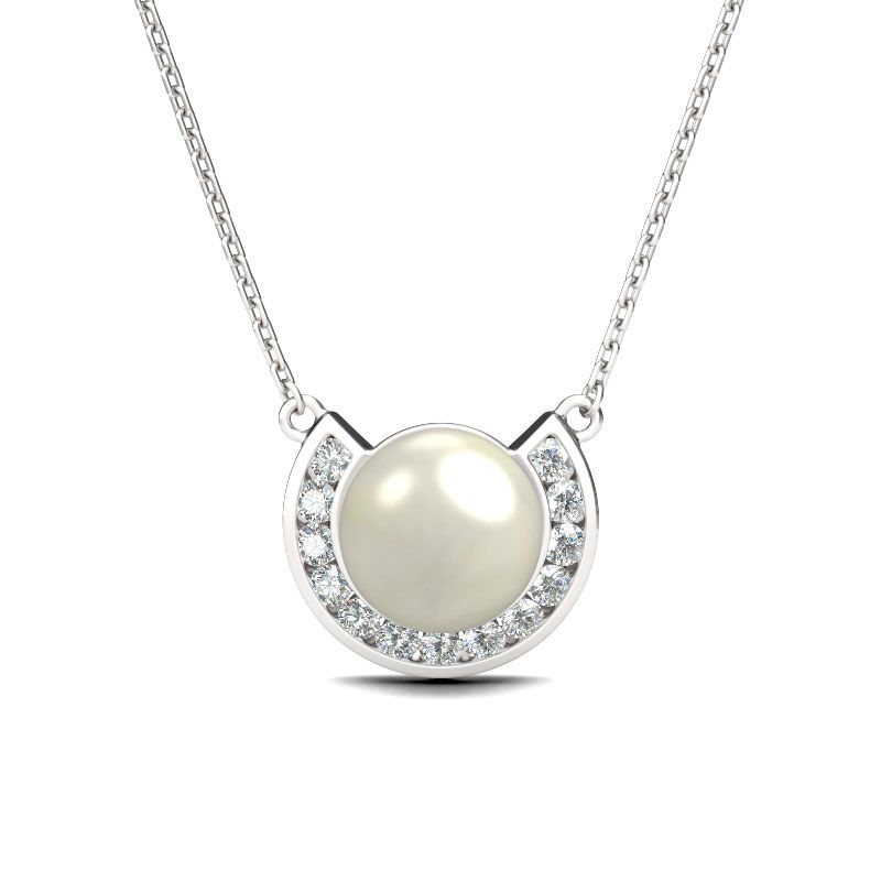 Half-round Created Pearl Women's Necklace-JE-Juri Elle