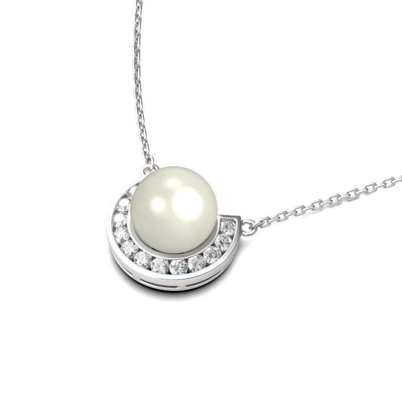 Half-round Created Pearl Women's Necklace-JE-Juri Elle
