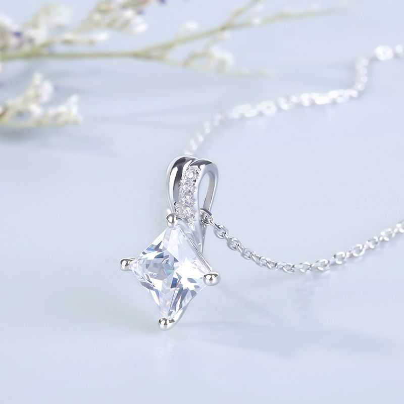 Square Sterling Silver Pendant Necklace-JE-Juri Elle