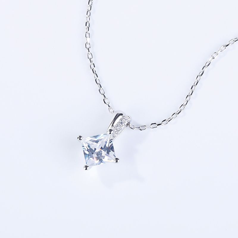 Square Sterling Silver Pendant Necklace-JE-Juri Elle