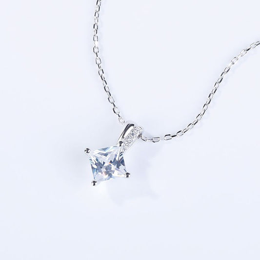 Square Sterling Silver Pendant Necklace-JE-Juri Elle
