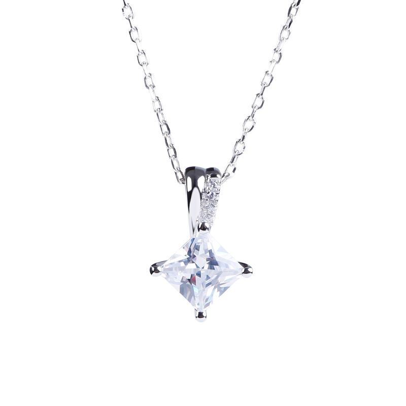 Square Sterling Silver Pendant Necklace-JE-Juri Elle