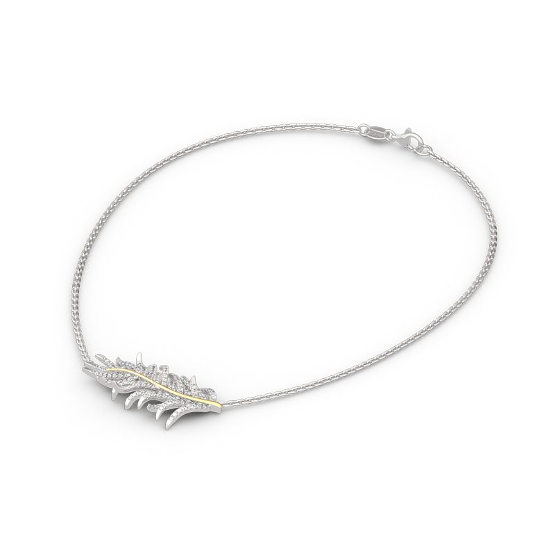 Two Tone Feather Sterling Silver Necklace-JE-Juri Elle