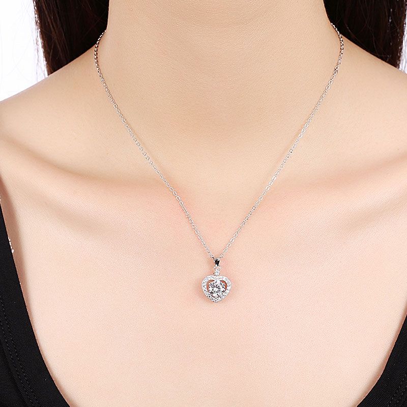 Heart Halo Sterling Silver Necklace-JE-Juri Elle
