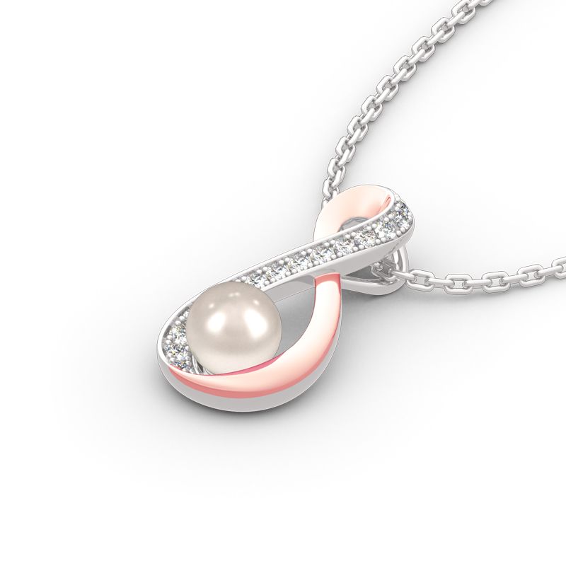 Infinity Cultured Pearl Sterling Silver Pendant Necklace-JE-Juri Elle
