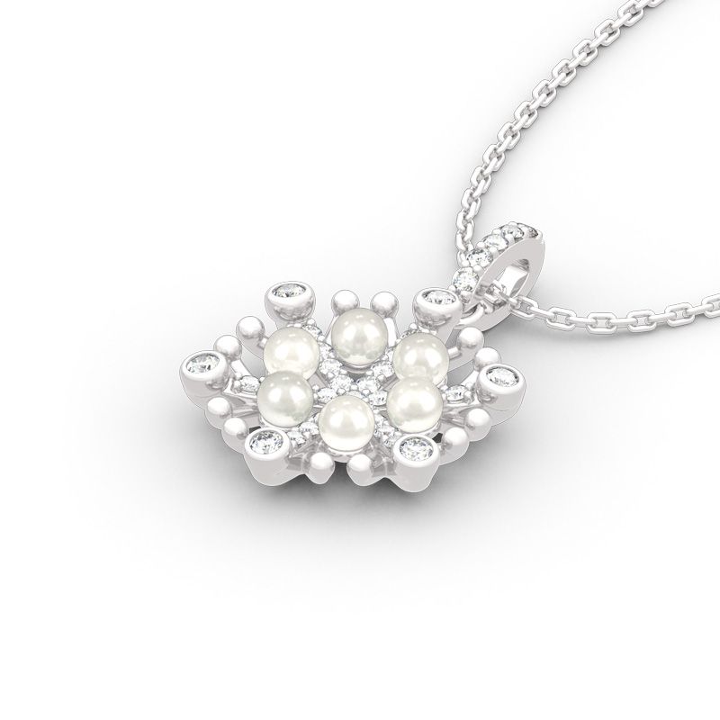 Snowflake Cultured Pearl Sterling Silver Necklace-JE-Juri Elle