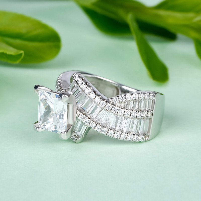 Vintage Princess Cut Sterling Silver Ring-JE-Juri Elle