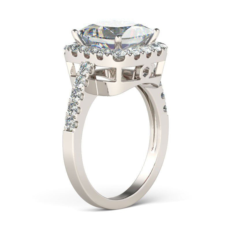 Jeulia Halo Princess Cut Sterling Silver Ring-JE-Juri Elle