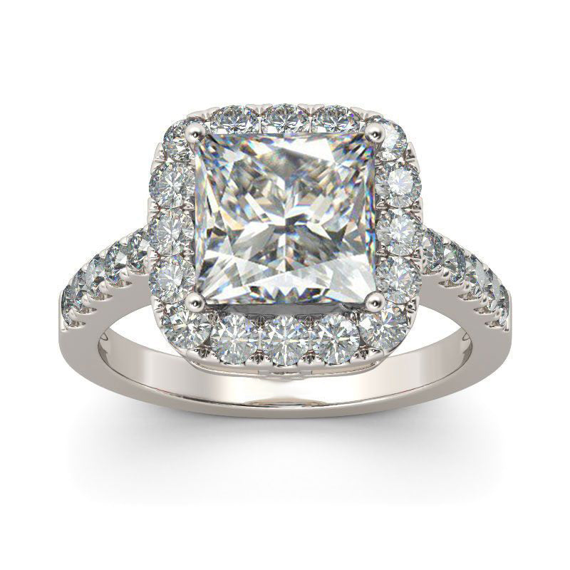 Jeulia Halo Princess Cut Sterling Silver Ring-JE-Juri Elle
